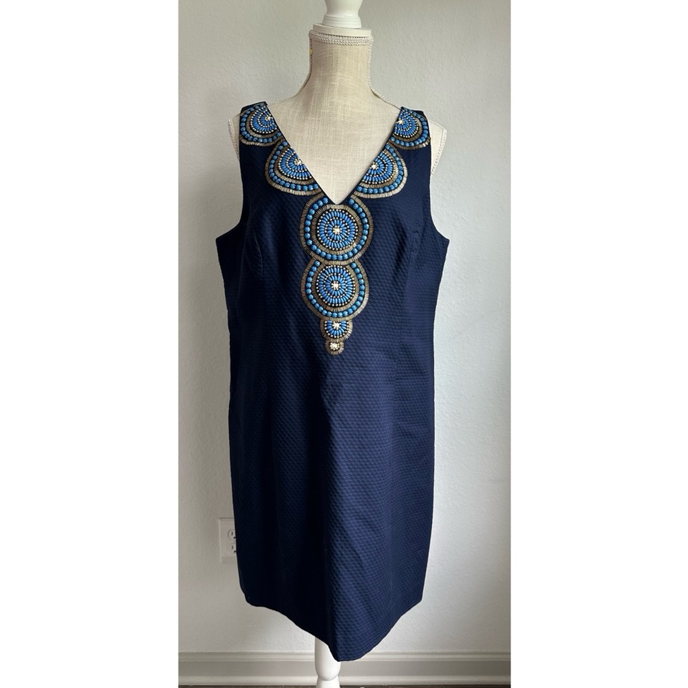 Lilly Pulitzer Gabby True Navy Beaded Dress plus size 16